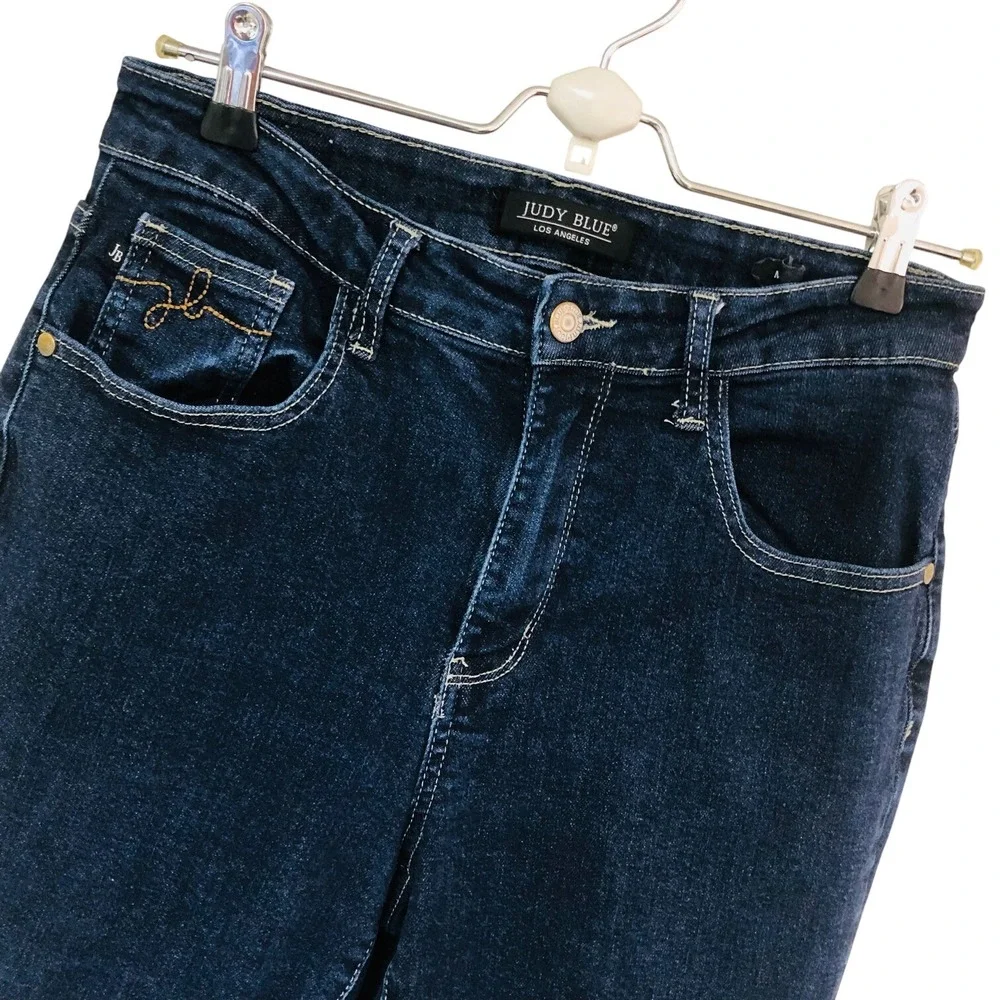 Judy‎ Blue Dark Wash High Rise Straight Jeans Womens 7/28 Blue Denim Stretch